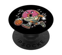 Ciambella divertente che gioca a basket cibo sport ciambella PopSockets PopGrip Adesivo