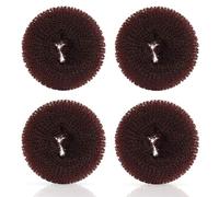 Ciambella extra per chignon per bambini, chignon ad anello, 4 pezzi, per capelli corti e sottili (S, 6,3 cm, marrone)
