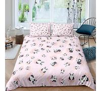 Ciambelle Copripiumino Panda Set Biancheria da Letto per Bambini Ragazzi Ragazze Carino Panda Orso Copriletto Copriletto Capriccioso Dessert Copriletto Copriletto 3 Pz Cerniera Matrimoniale