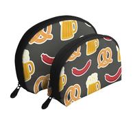 Ciambellina salata e birra, Borsa per trucco a conchiglia Portamonete da donna Borsa da toilette piccola Borsa per cosmetici 2 pezzi
