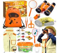 CIANBIFN 23 pezzi Set da esploratore per bambini,con Gilet,cappelli, binocolo,bussola,lente d'ingrandimento e altro,fantastico regalo per l'esplorazione della natura e l'avventura per i bambini
