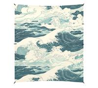Ciano mare Wave Beach Canopy UPF50+ impermeabile grande parasole con borsa per il trasporto per viaggi in famiglia