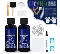 Cianotipia Kit, Cyanotype Kit, Set Sensibilizzatore per Cianotipo,53 Pezzi | kits Cianotipia per Progetti di Tintura su Tessuto e Carta, Lasciate Libero le Vostre Creazioni