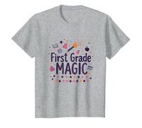 Ciao 1 ° Grado Ragazza di Prima elementare Scuola Maglietta, Bambini, Grigio Melange, 2 Anni