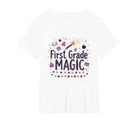 Ciao 1 ° Grado Ragazza di Prima elementare Scuola Maglietta, Donna Plus-Size, Bianco, 1X