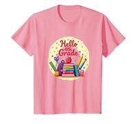 Ciao 4 ° Grado Ragazza Primo Giorno Scuola Maglietta, Bambini, Rosa, 12 Anni