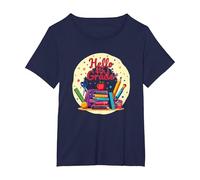 Ciao 4 ° Grado Ragazza Primo Giorno Scuola Maglietta, Donna Plus-Size, Navy, 5X