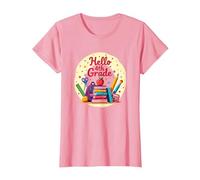 Ciao 4 ° Grado Ragazza Primo Giorno Scuola Maglietta, Donna, Rosa, 3XL