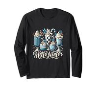 Ciao a Winter Sweet Cozy Coffee Lovers Snowman Christmas Maglia a Manica