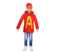 Ciao- Alvin Chipmunks Costume Travestimento Bambino Originale Alvinnn (Taglia 6-8 Anni) Unisex, Rosso, 11288.6-8