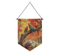 Ciao autunno autunno albero frutta pappagallo banner gancio per parete con asta telescopica banner bandiere decorazioni da cortile all'aperto per ufficio, scuola, aula, dormitorio, casa