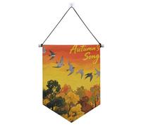 Ciao autunno autunno albero uccello arancione appeso banner in tessuto con asta telescopica bandiera banner da appendere alla parete decorazioni per feste per interni ed esterni