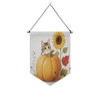 Ciao autunno autunno gatto zucca girasole appeso banner da parete con asta telescopica divertente banner decorazioni per feste all'aperto per porte, pareti, finestre, giardini, cortile