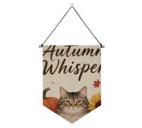 Ciao autunno autunno gatto zucca girasole appeso banner in tessuto con asta telescopica banner esterno patio decorazione per porte, pareti, finestre, giardini, cortile