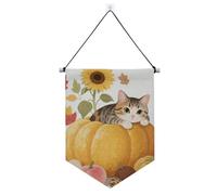 Ciao autunno autunno gatto zucca girasole banner gancio per parete con asta telescopica banner cortile decorazione esterna per ufficio, scuola, aula, dormitorio, casa