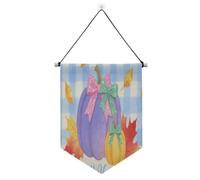 Ciao autunno autunno zucca a scacchi plaid blu banner da appendere con asta telescopica banner porta decorazioni per feste all'aperto per ufficio, scuola, aula, dormitorio, casa