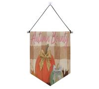 Ciao autunno autunno zucca a scacchi plaid marrone appeso banner con asta telescopica banner in tessuto decorazioni per feste all'aperto per ufficio, scuola, aula, dormitorio, casa