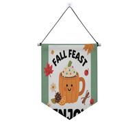 Ciao autunno autunno zucca bevanda appeso banner in tessuto con asta telescopica banner festa bandiere decorazioni cortile all'aperto per ufficio, scuola, aula, dormitorio, casa
