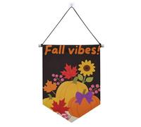 Ciao autunno autunno zucca fiore appeso banner in tessuto con asta telescopica banner da parete decorazioni da cortile all'aperto per ufficio, scuola, aula, dormitorio, casa
