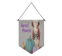 Ciao autunno autunno zucca mucca banner gancio per parete con asta telescopica banner divertenti per camera decorazione patio esterno per ufficio, scuola, aula, dormitorio, casa