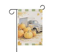 Ciao Autunno Autunno Zucca Tronco Scacchi Plaid bandiere di pace per all'aperto all'aperto Buon Natale banner per la decorazione esterna 12x18 double sided
