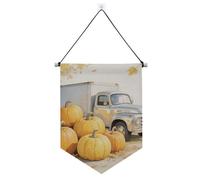Ciao Autunno Autunno Zucca Tronco Scacchi Plaid banner appeso con asta telescopica banner bandiera decorazioni da cortile all'aperto per ufficio, scuola, aula, dormitorio, casa