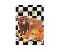 Ciao Autunno Autunno Zucca Zucca Nero Check vacanze giardino bandiere per esterno esterno Buon Natale banner per la decorazione del cortile 28x40 doppia faccia