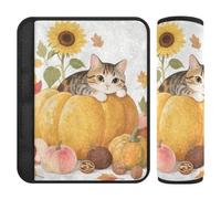 Ciao Autunno Gatto Zucca Girasole 2 pz seggiolino auto Spallacci Pad Stop cintura di sicurezza Taglio nel collo per la maggior parte delle auto funda para cinturón de carro