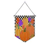 Ciao autunno zucca a scacchi plaid appeso banner con asta telescopica banner decorazioni da cortile all'aperto per ufficio, scuola, aula, dormitorio, casa
