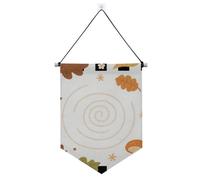 Ciao Autunno Zucca Scacchi Plaid Banner appeso con asta telescopica gagliardetti banner bandiere decorazione esterna per ufficio, scuola, aula, dormitorio, casa
