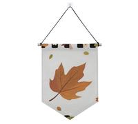 Ciao Autunno Zucca Scacchi Plaid Banner appeso con asta telescopica Gagliardetto bandiera banner esterno patio arredamento per ufficio, scuola, aula, dormitorio, casa