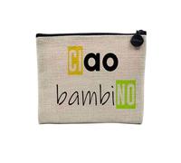 Ciao Bambino Hello Baby Italiano - Astuccio per trucco in tela effetto lino, portamonete - 15 x 10 cm, lino, 15 x 10 cm, Astuccio per il trucco