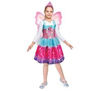 Ciao- Barbie Fairy costume vestito travestimento originale bambina (Taglia 5-7 anni) con ali