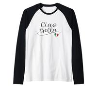 Ciao Bella Bandiera Italiana Cuore Italia Design Souvenir Maglia con Maniche Raglan