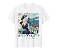 Ciao Bella Coffee Positano Costa Italiana Retro Café Bicicletta Maglietta