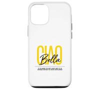 Ciao Bella Italian Yellow Script Esplora il design della citazione Custodia per iPhone 12/12 Pro