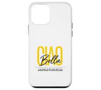 Ciao Bella Italian Yellow Script Esplora il design della citazione Custodia per iPhone 12 mini