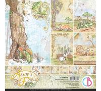 Ciao Bella, Paper Pad CBPM046, Aesop's Fables, 12 Fogli 12x12 in, 30.5x30.5 cm, 23 Disegni/1 Ciascuno + Copertina, Blocco di Carta Scrapbooking