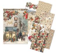 Ciao Bella Set di 8 fogli di carta di riso, formato A5, misti, Merry & Bright, per scrapbooking, biglietti, artigianato, decoupage