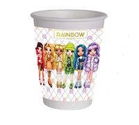Ciao- Bicchieri Carta compostabili Rainbow High (200ml), 8 Pezzi, Multicolore, 24071