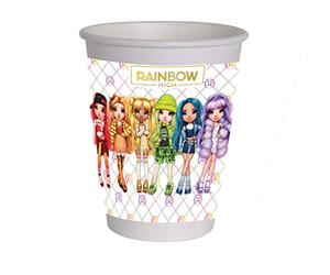 Ciao- Bicchieri Carta compostabili Rainbow High (200ml), 8 Pezzi, Multicolore, 24071