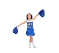 Ciao- Cheerleader costume travestimento bambina (10-12 anni) con pompon, blu
