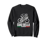 Ciao Ciclista Italiano Prendendo Posizione Gara e Bandiera Italia Felpa