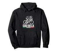 Ciao Ciclista Italiano Prendendo Posizione Gara e Bandiera Italia Felpa con Cappuccio