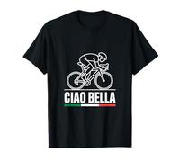Ciao Ciclista Italiano Prendendo Posizione Gara e Bandiera Italia Maglietta