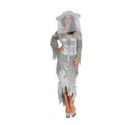 Costume Travestimento Halloween Lady Ghost Fantasma Donna Grigio Argento Ciao