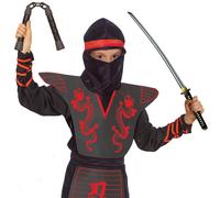 Ciao Costume Carnevale Ninja Fighter Con Kit Armi Nero Rosso Bambino