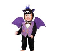 Ciao-Pipistrellino costume travestimento tutina baby (Taglia 6-12 mesi) con cuffietta, Colore Nero, Viola, 14391.6-12