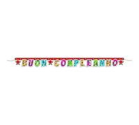 Ciao- Festone Buon Compleanno Comics (2,2m) in cartoncino Happy Birthday, 34760
