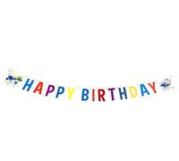 Ciao- Festone Compleanno Happy Birthday Puffi (2,1m) in cartoncino, 24064